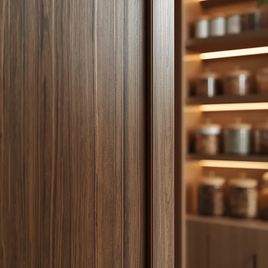 Wood veneer pantry cabinet
