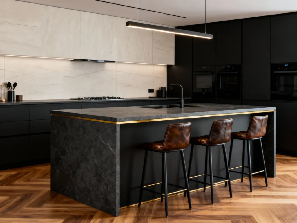 Black kitchen island