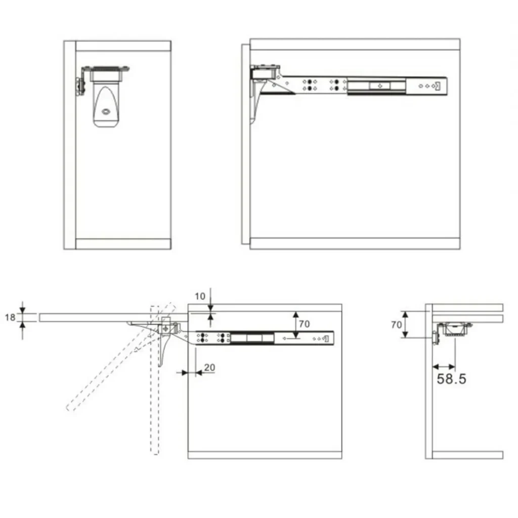 Cabinet hardware hinge slide blueprint