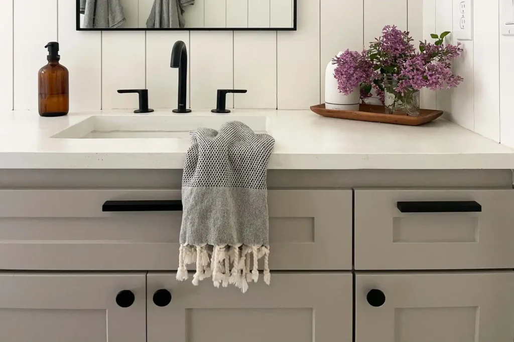 Diy bathroom vanity from kitchen cabinet