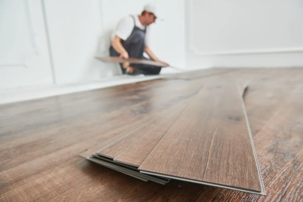 Floating laminate floor kitchen installation