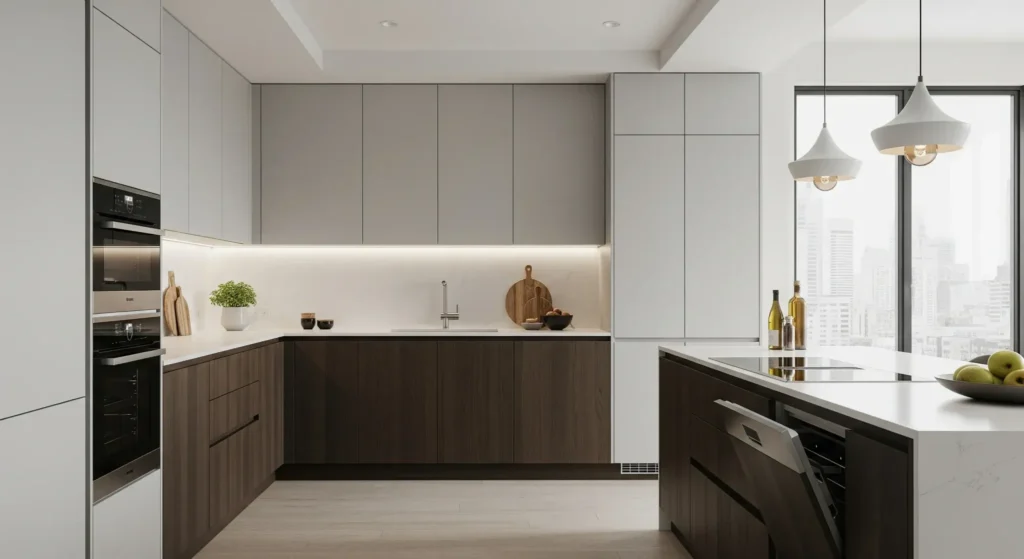 Frameless kitchen cabinets