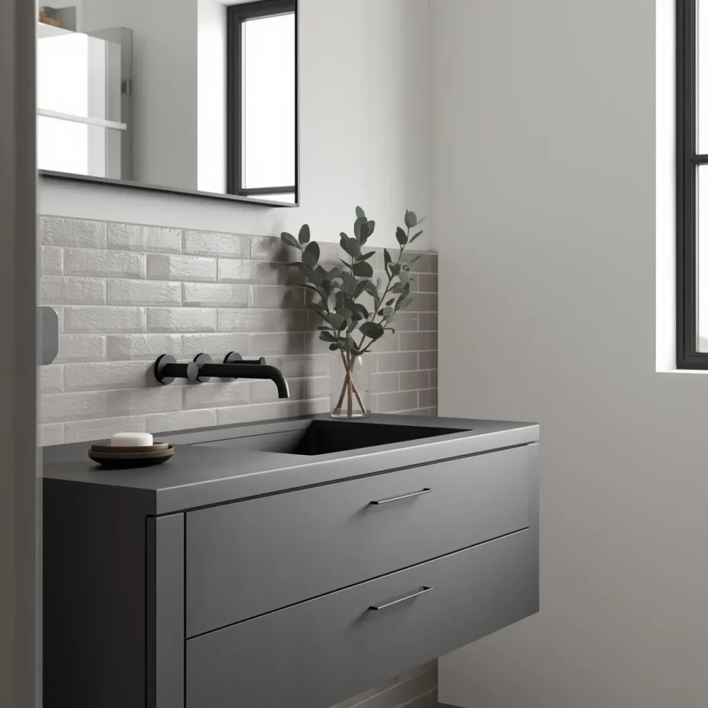 Gray subway tile