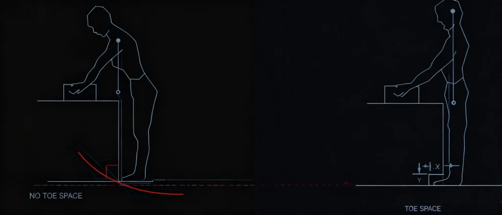 Kitchen toe kick ergonomic diagram
