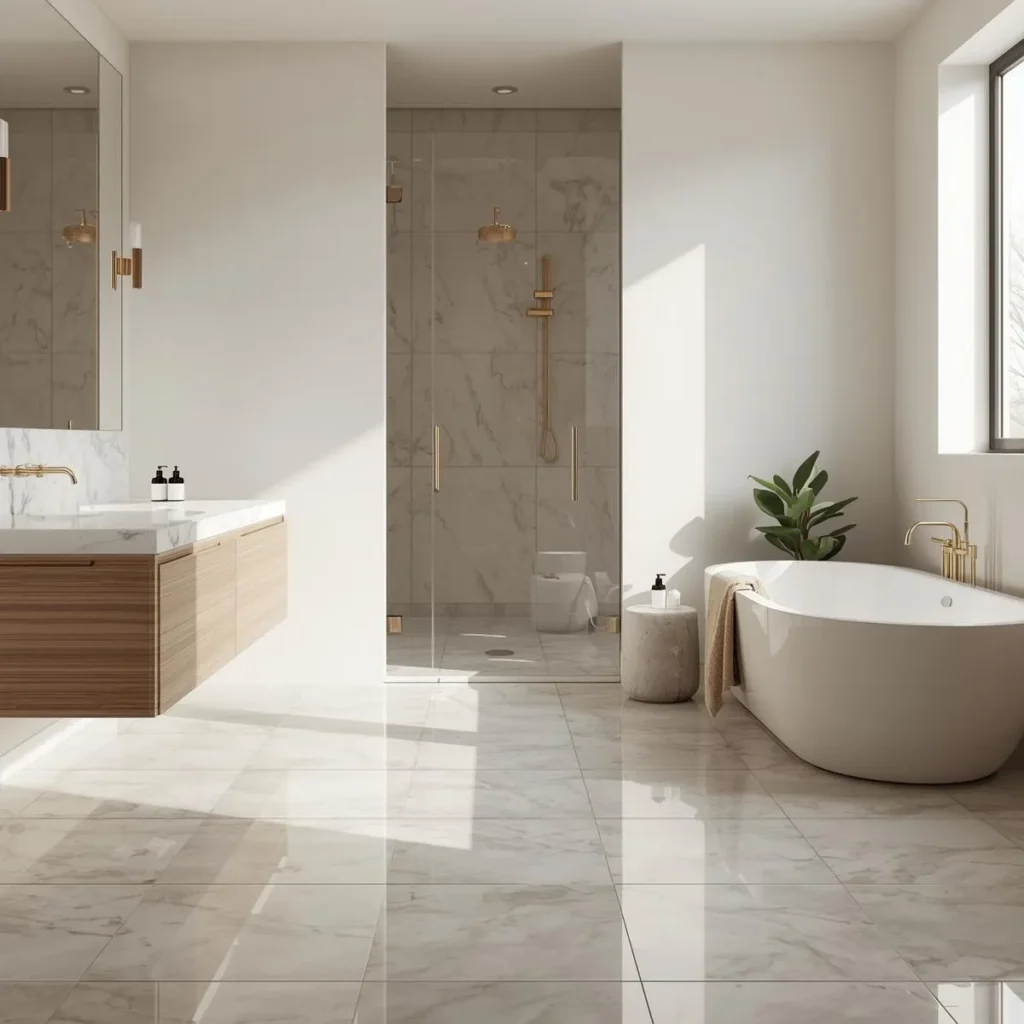 Marble tile bathroom