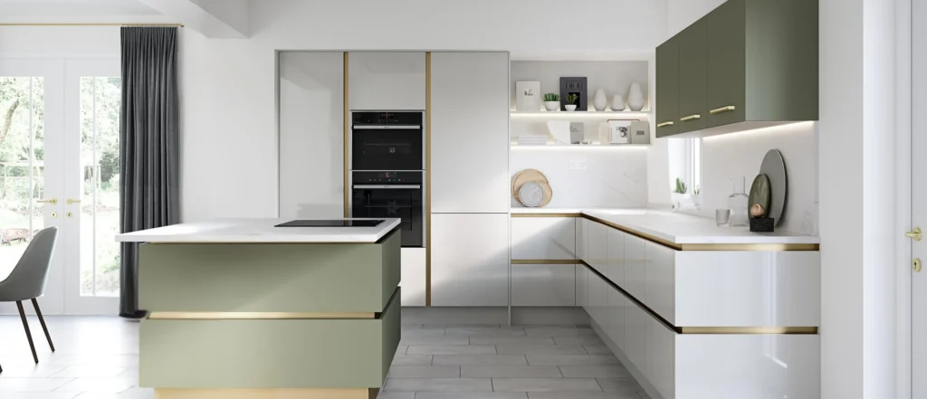 Modern kitchen seamless cabinet trim