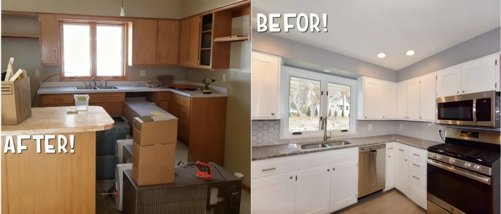 New cabinet doors kitchen before after