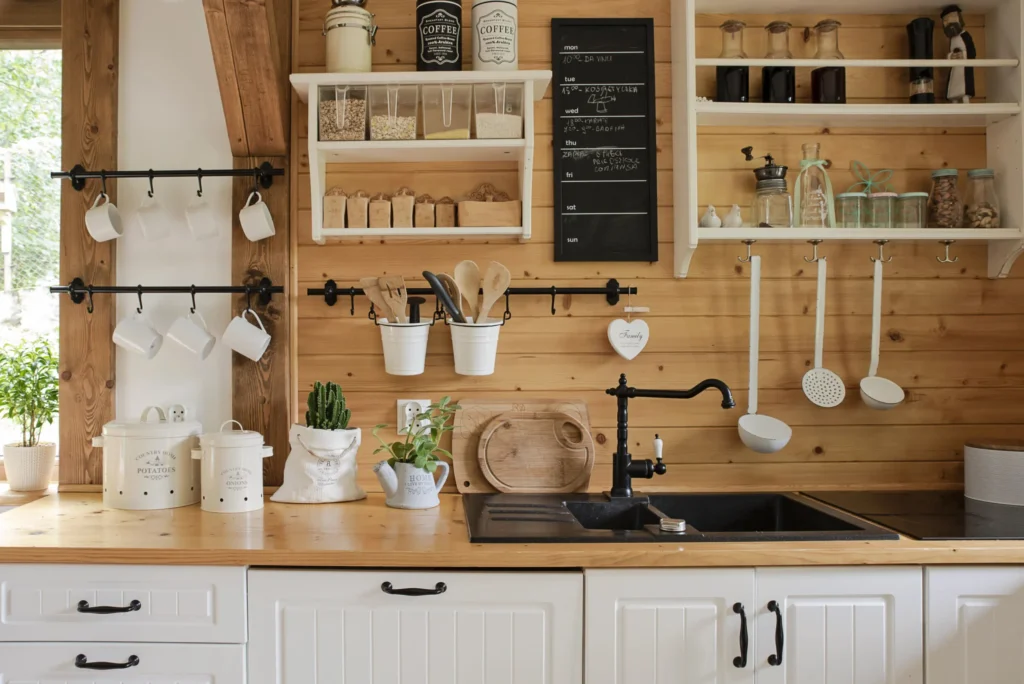 Open kitchen shelves design