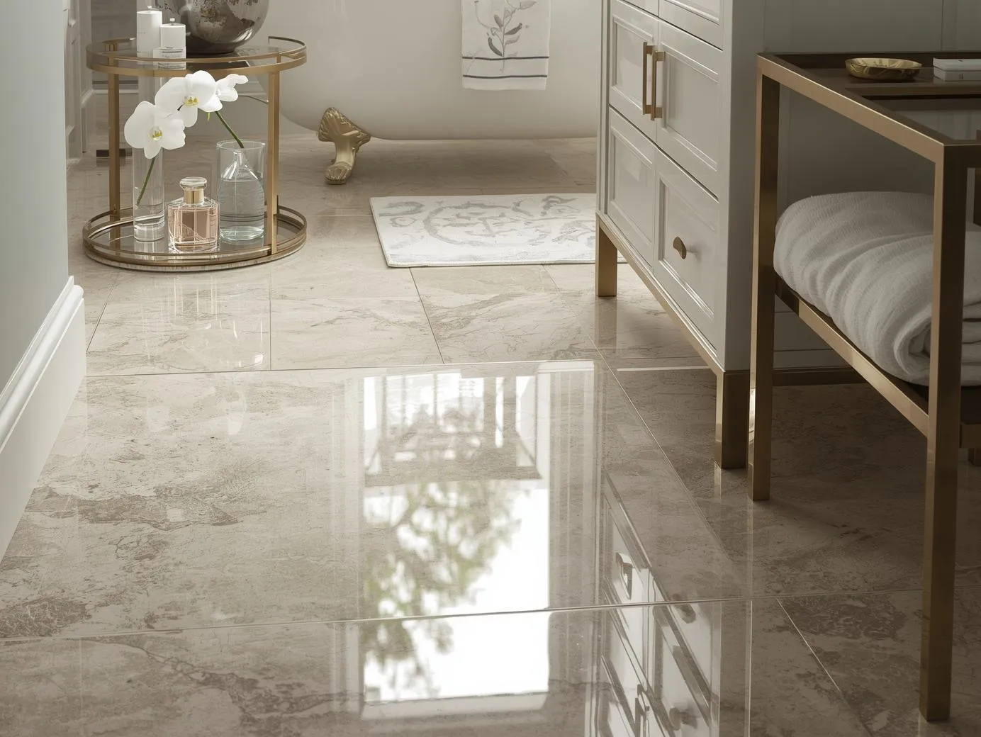 Polished bathroom tile