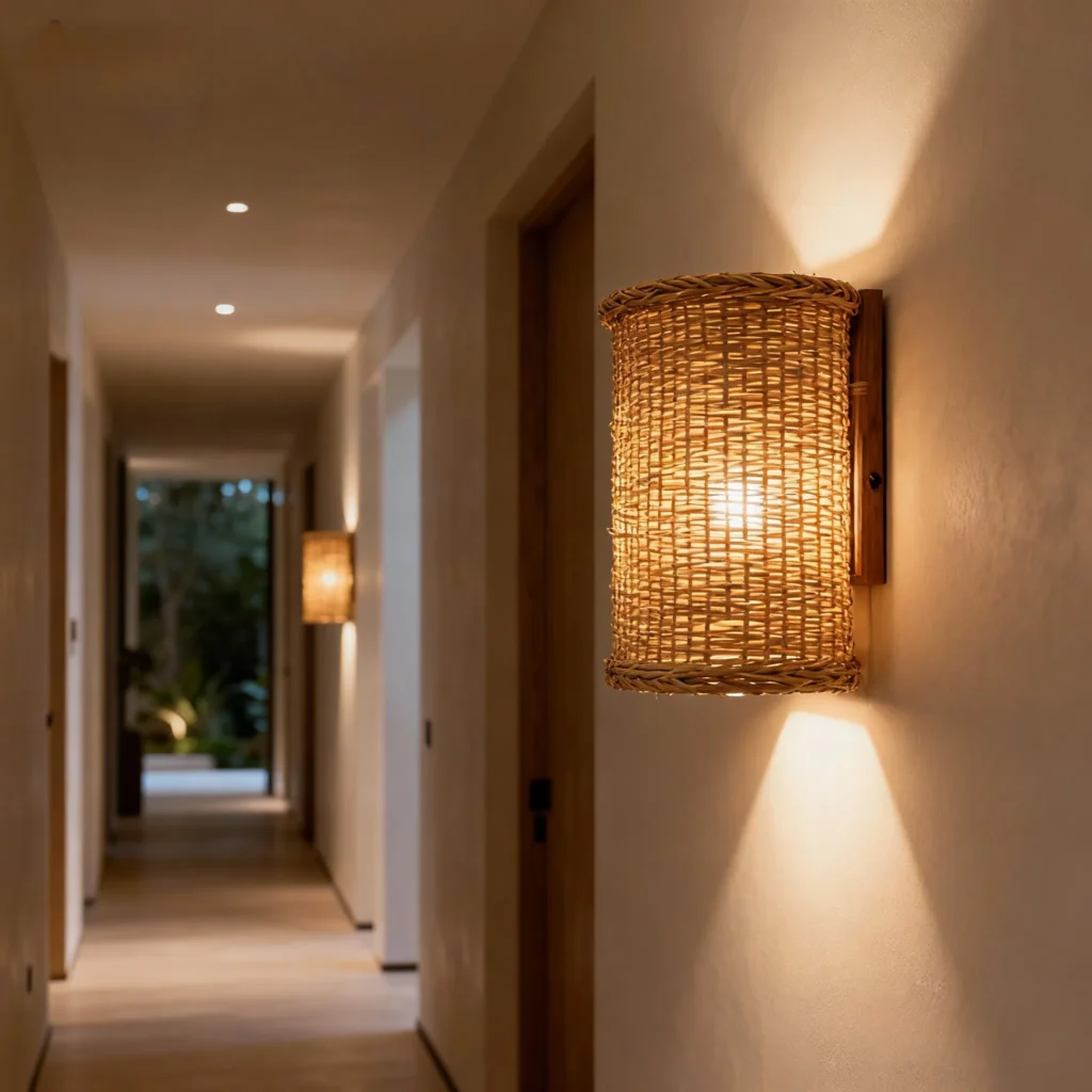 Rattan wall lamp