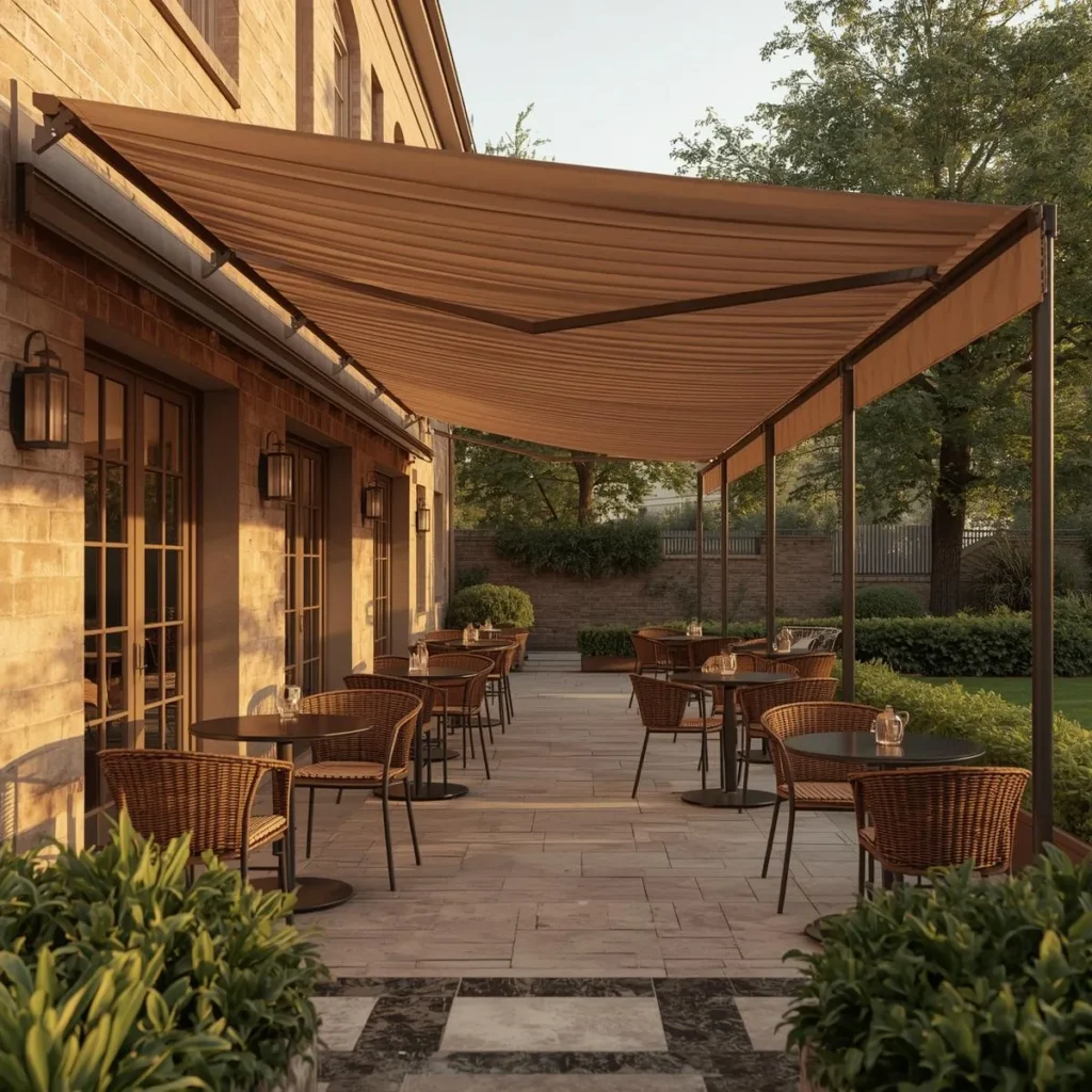Retractable fabric pergola