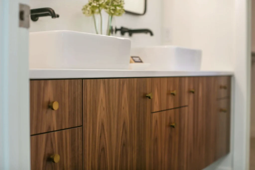 Solid wood cabinets bathroom remodel