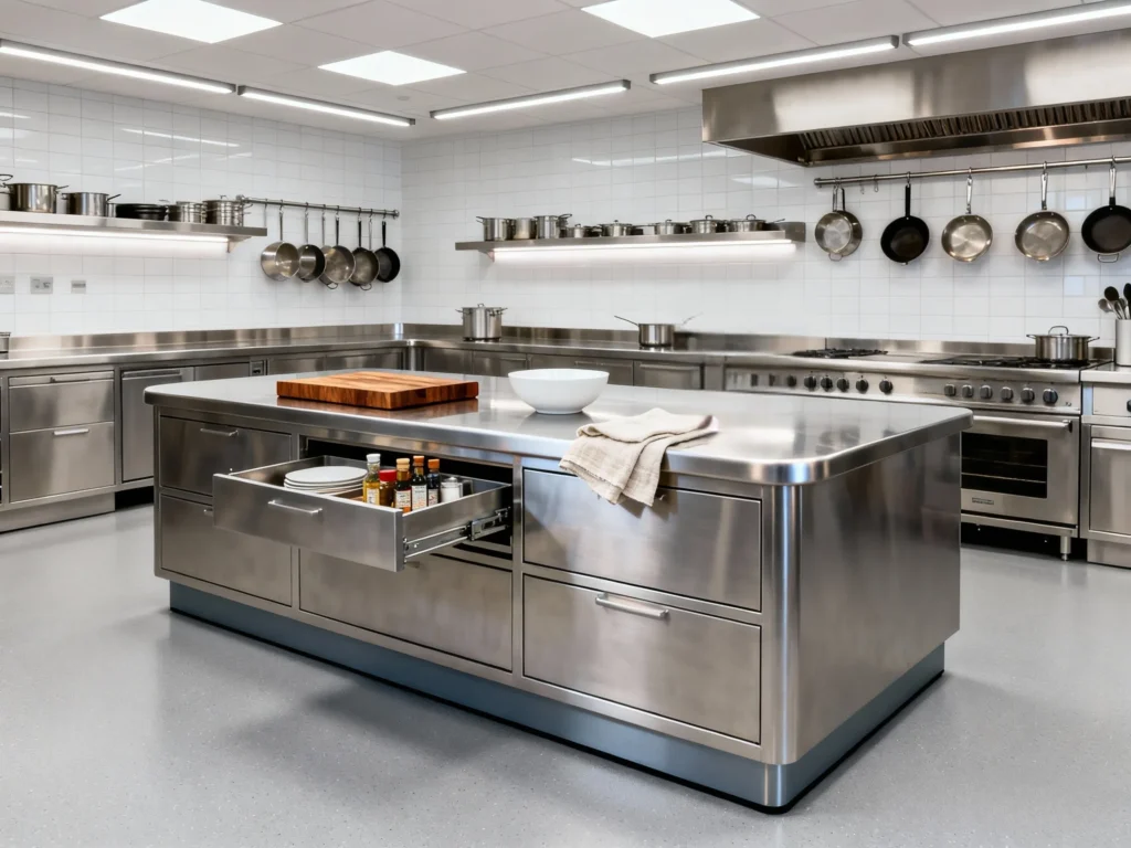 Stainless steel kitchen island