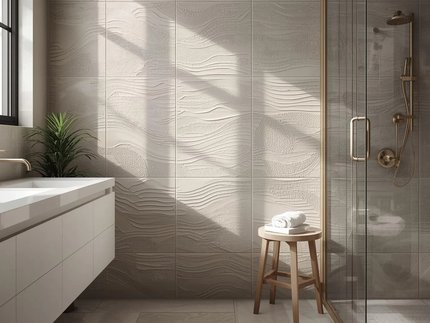 Textured bathroom tile