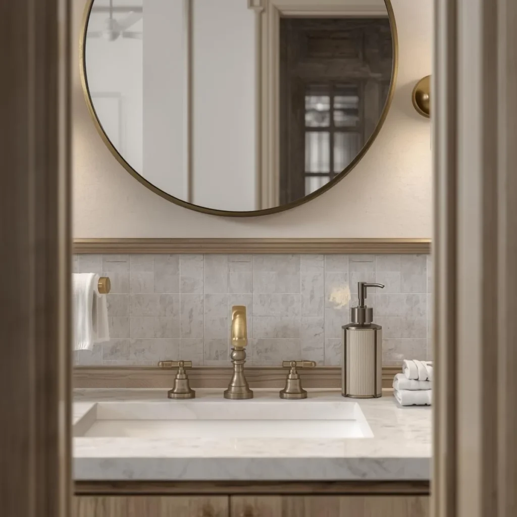 Vanity backsplash tile photo