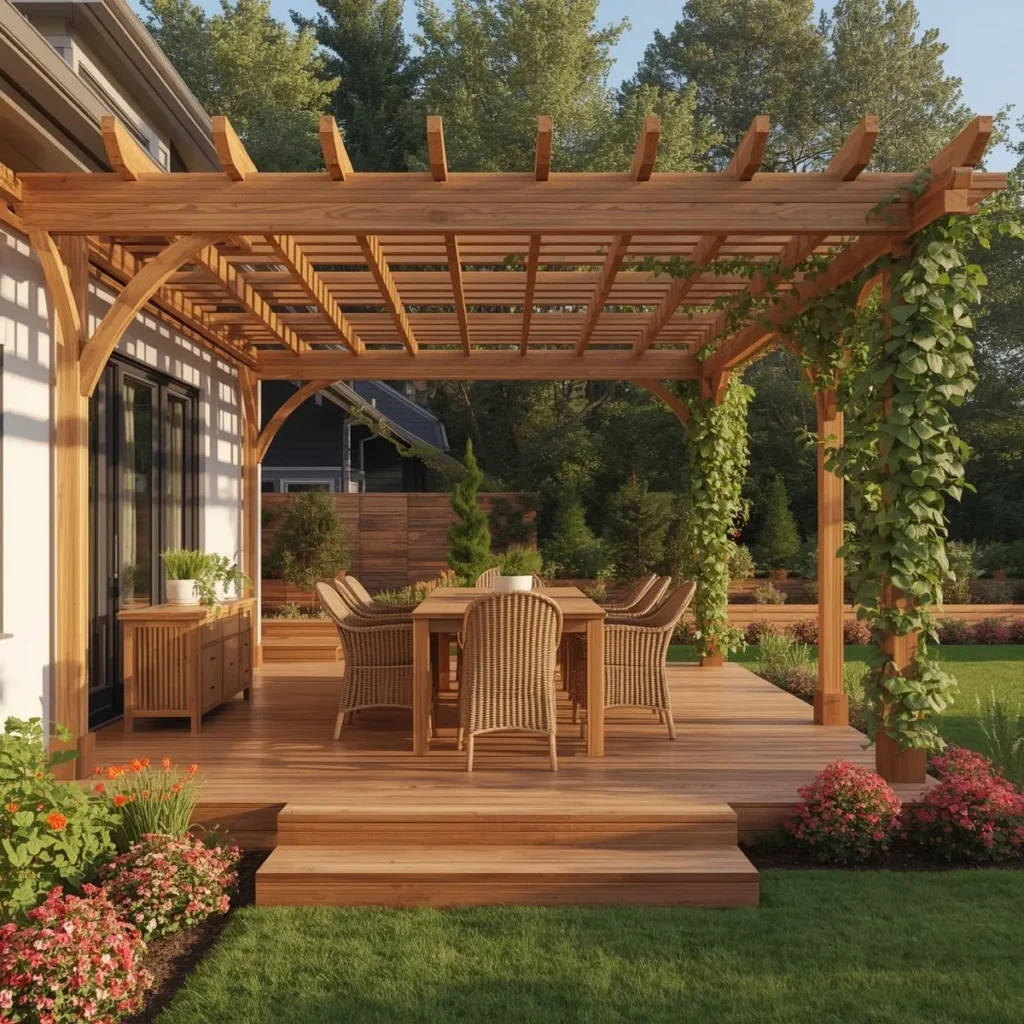 Wood pergola