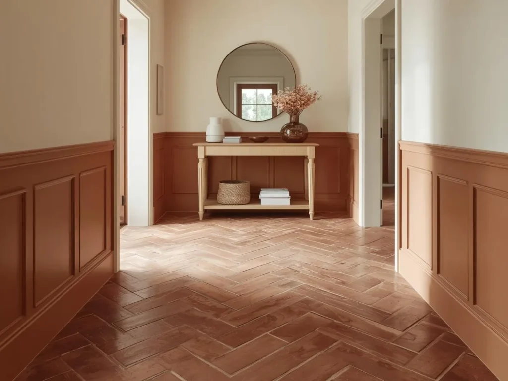 Herringbone terracotta tile