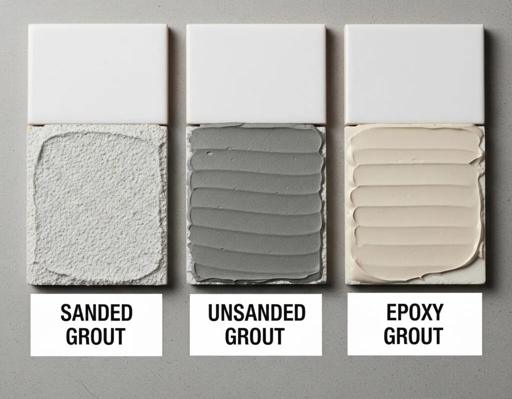 Sanded vs unsanded vs epoxy grout samples