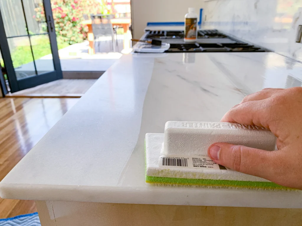 Apply penetrating sealer marble countertop