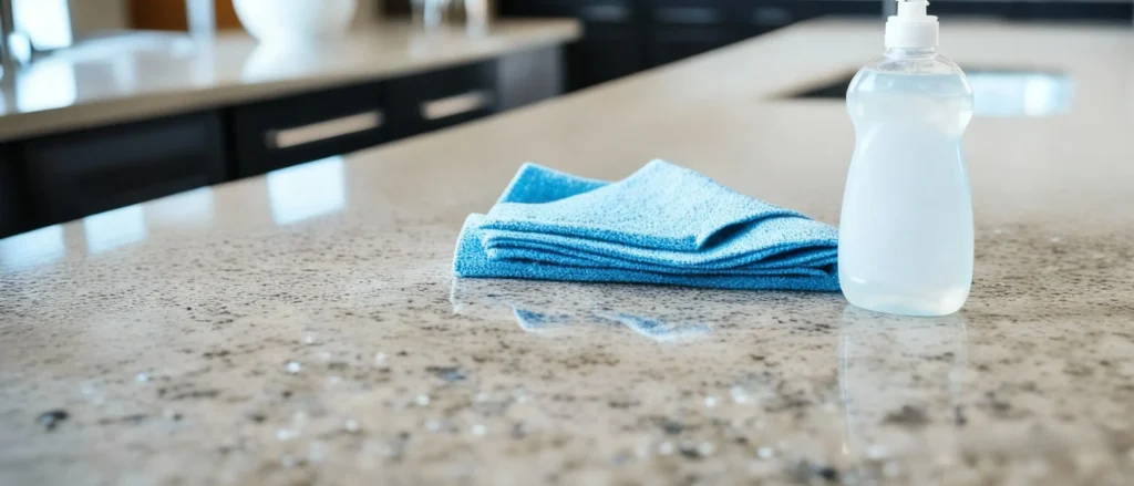 Clean granite dish soap microfiber rinse dry