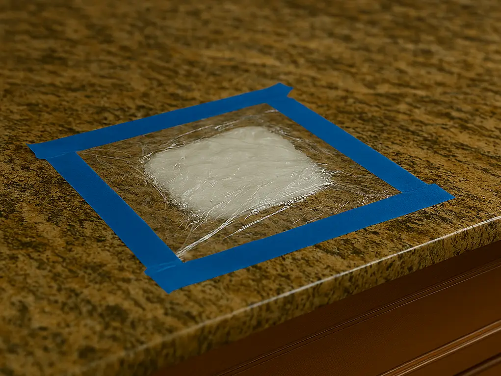 Granite poultice baking soda hydrogen peroxide plastic wrap