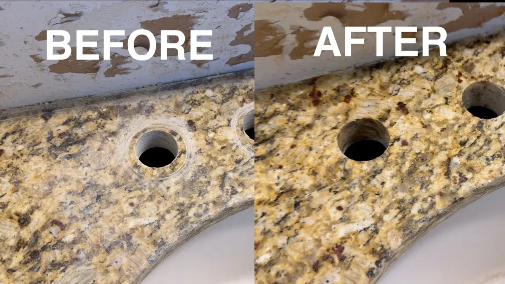 Granite water ring remove clean dry poultice before after