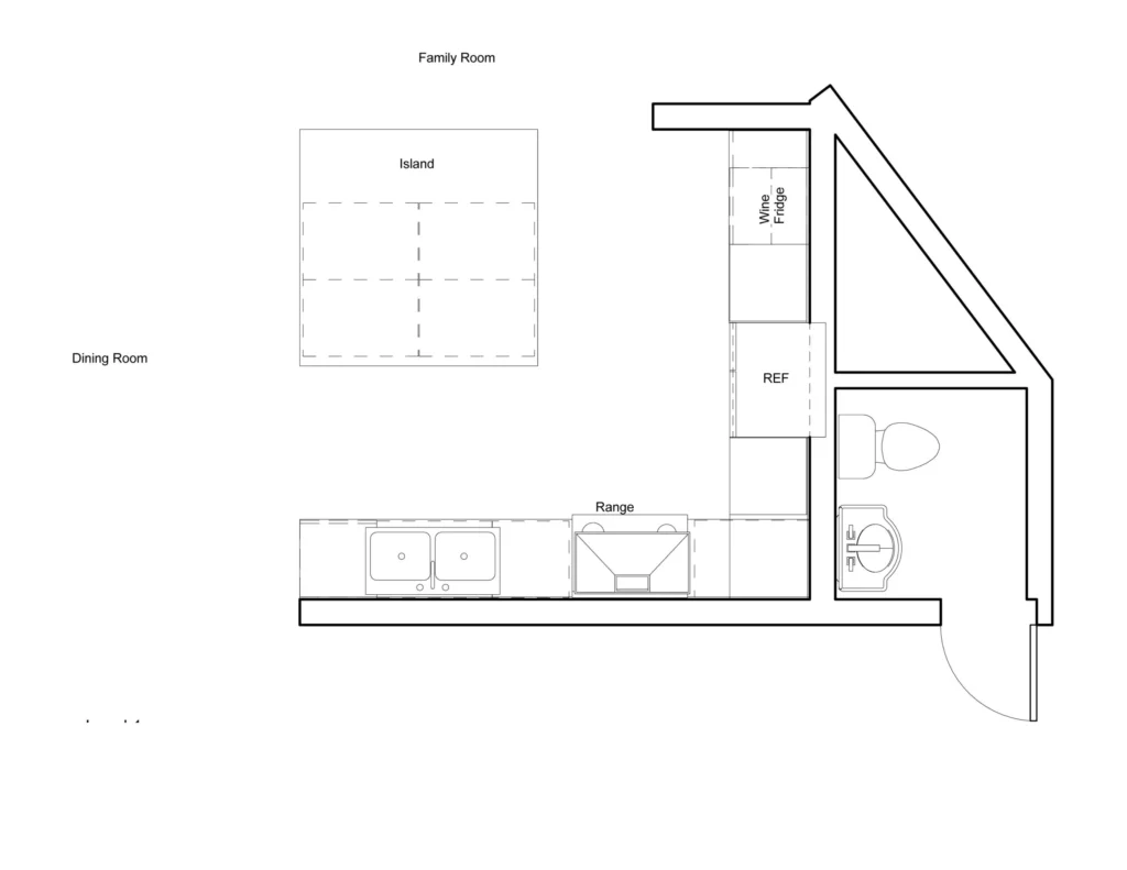 Kitchen design floor plan sketch