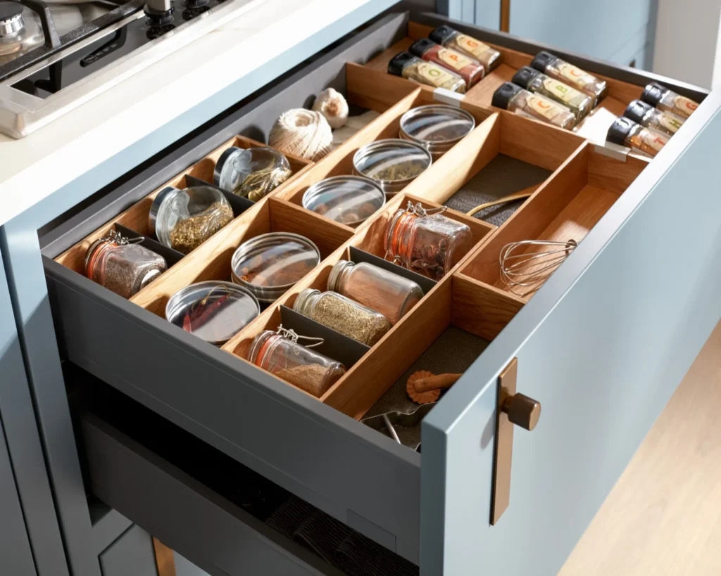 Kitchen drawer organizers