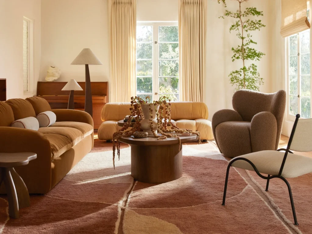 Mix new sustainable sofa with second hand side tables