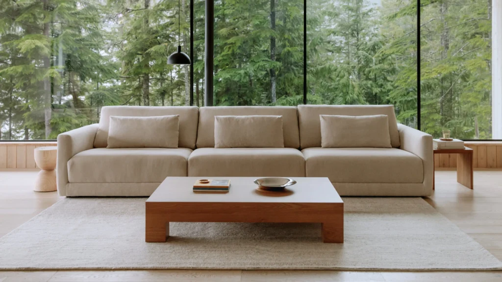 Modular sofa exploded view replaceable covers cushions hardware