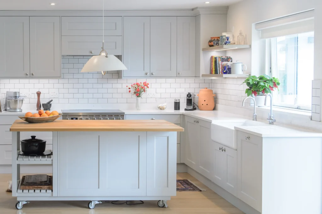 Open concept kitchen shaker layout