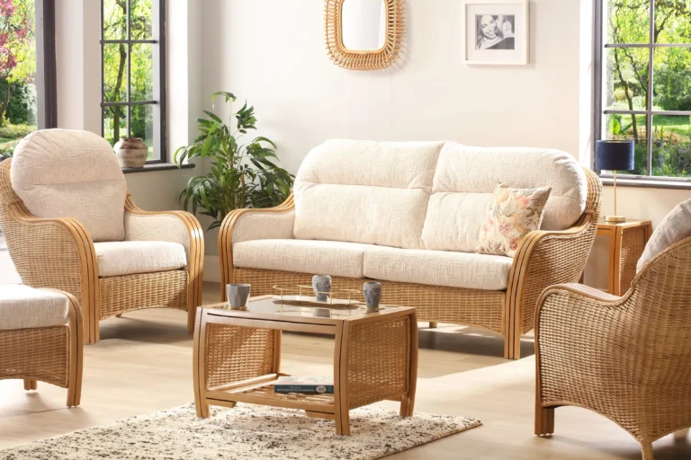 Sustainable furniture living room fsc bamboo rattan linen