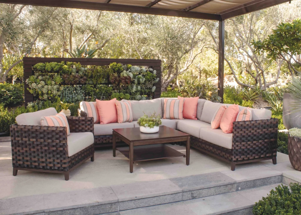 Teak aluminum powder coated HDPE wicker materials