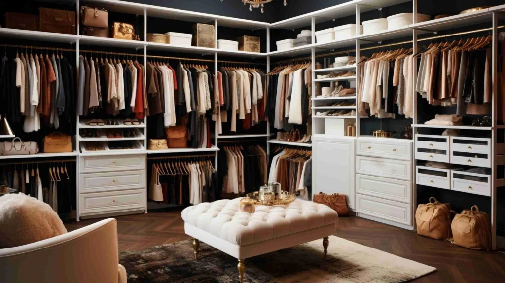 Walk in reach in closet layout double hang color zones diagram