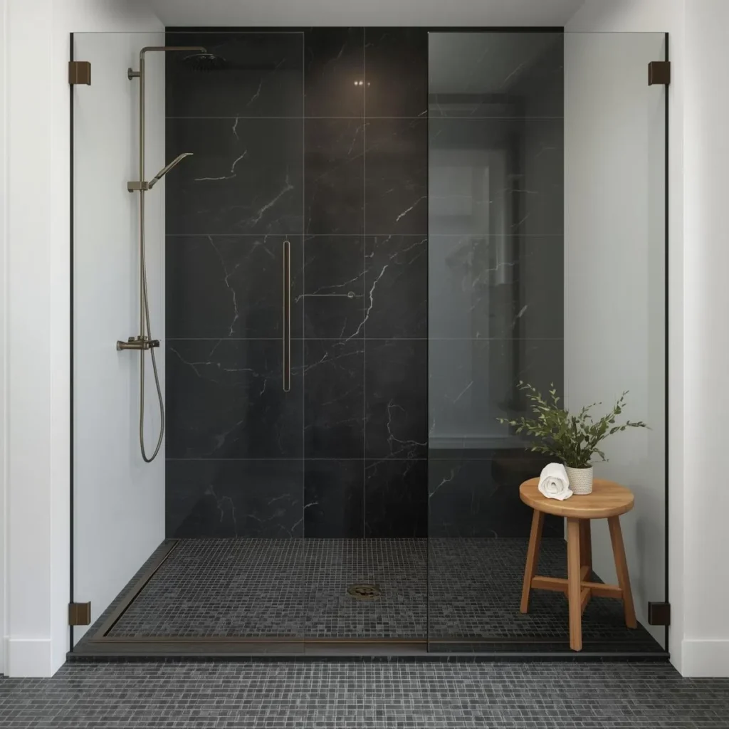 Bathroom with Black Tile