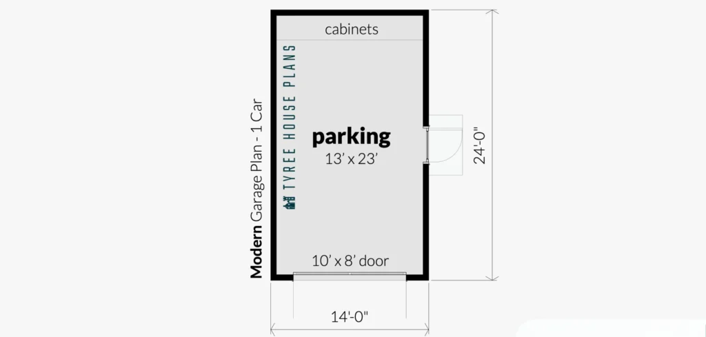 Garage floor plan with cars and cabinet zones highlighted