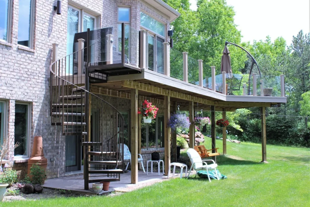 Outdoor staircase connecting terrace and garden
