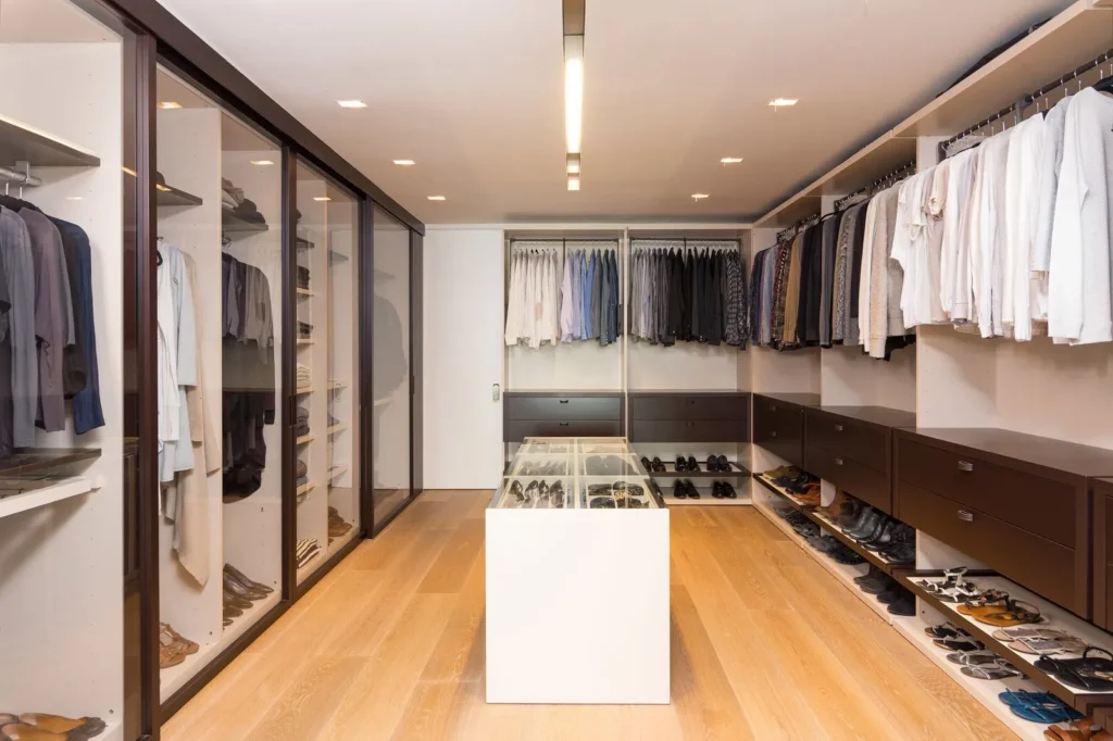 Walk in closet cabinets in modern villa master suite