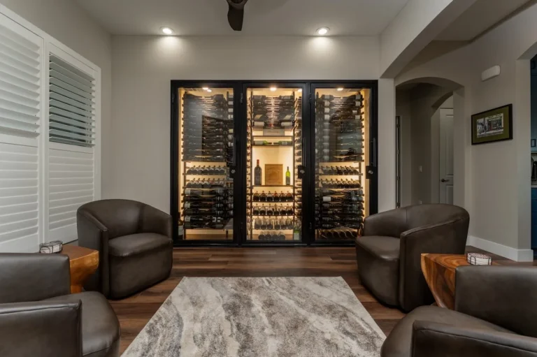 Wine cabinet and bar area in modern living room