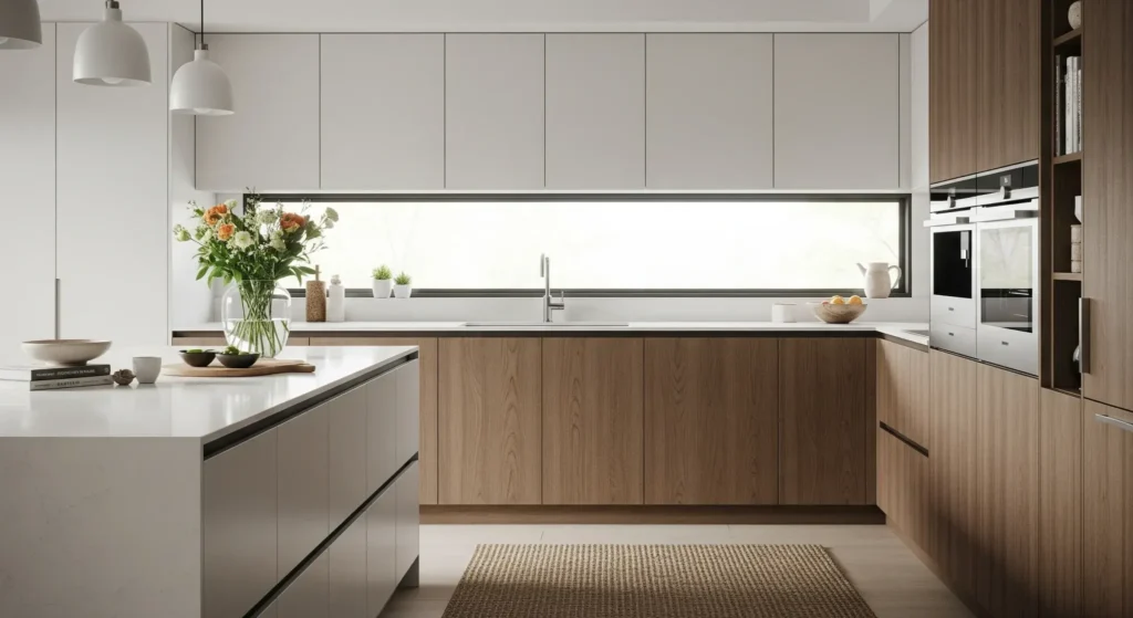 Cleaning handleless kitchen cabinet surface