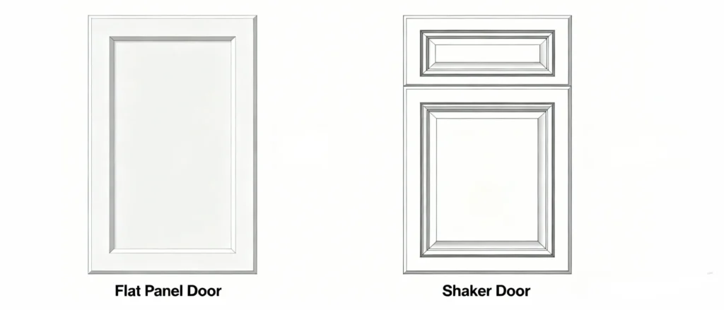 Flat panel vs shaker cabinet door profile
