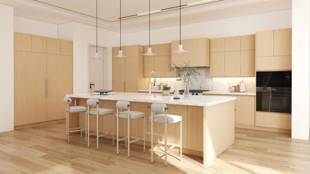 Modern white oak kitchen minimalist