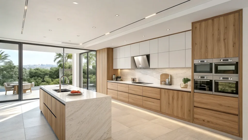 White oak kitchen layout minimalist