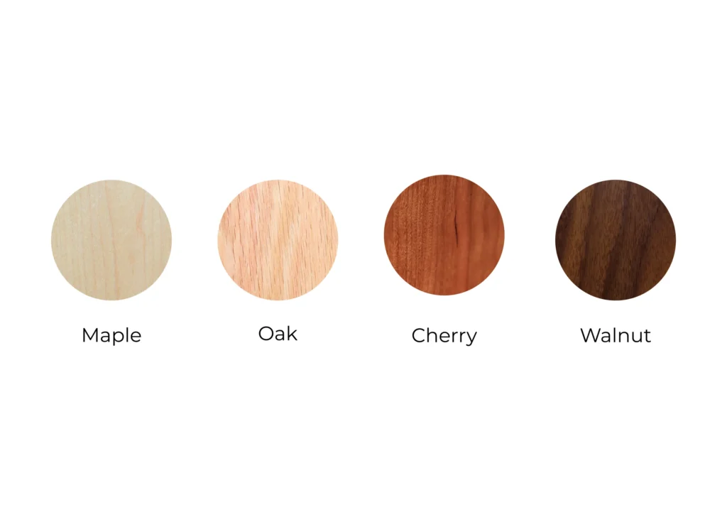 White oak vs maple vs walnut wood samples